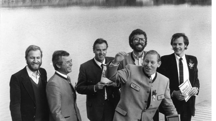 Diese Herren aus der "Denkfabrik" der Volkspartei präsentierten 1985 das weiß-grüne Manifest: Manfred Prisching, Josef Riegler, Hermann Schaller, Schoeller, Josef Krainer, Gerhard Hirschmann.