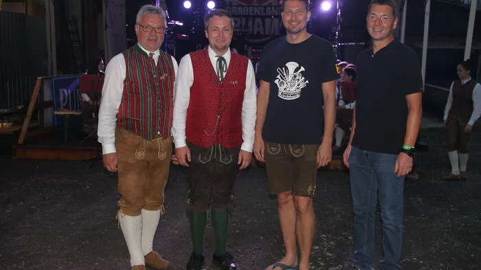 Bezirkskapellmeister Franz Monschein, Obmann der Marktmusikkapelle Kirchbach Hans Peter Fuchs, Organisator Harald Reichmann und Vizebürgermeister Thomas Zach (v.l.n.r.) sind stolz auf den wiederholten Erfolg der Veranstaltung. 