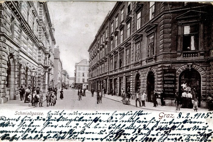 Und so sah einmal der Anfang der Schmiedgasse aus.