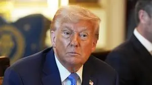 President Donald Trump listens during a meeting with Israel's Prime Minister Benjamin Netanyahu in the Blue Room of the White House, Monday, July 7, 2025, in Washington. (AP Photo/Alex Brandon)
