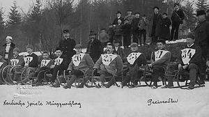 Nordische Spiele 1904 in Mürzzuschlag: die Rodler am Start 