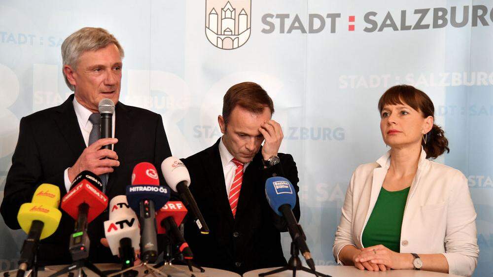 Gewinner und Verlierer: Preuner (ÖVP), Auinger (SPÖ) und Martina Berthold (Spitzenkandidatin der Bürgerliste) 