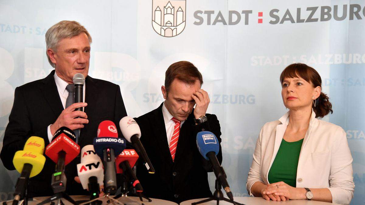 Gewinner und Verlierer: Preuner (ÖVP), Auinger (SPÖ) und Martina Berthold (Spitzenkandidatin der Bürgerliste) 
