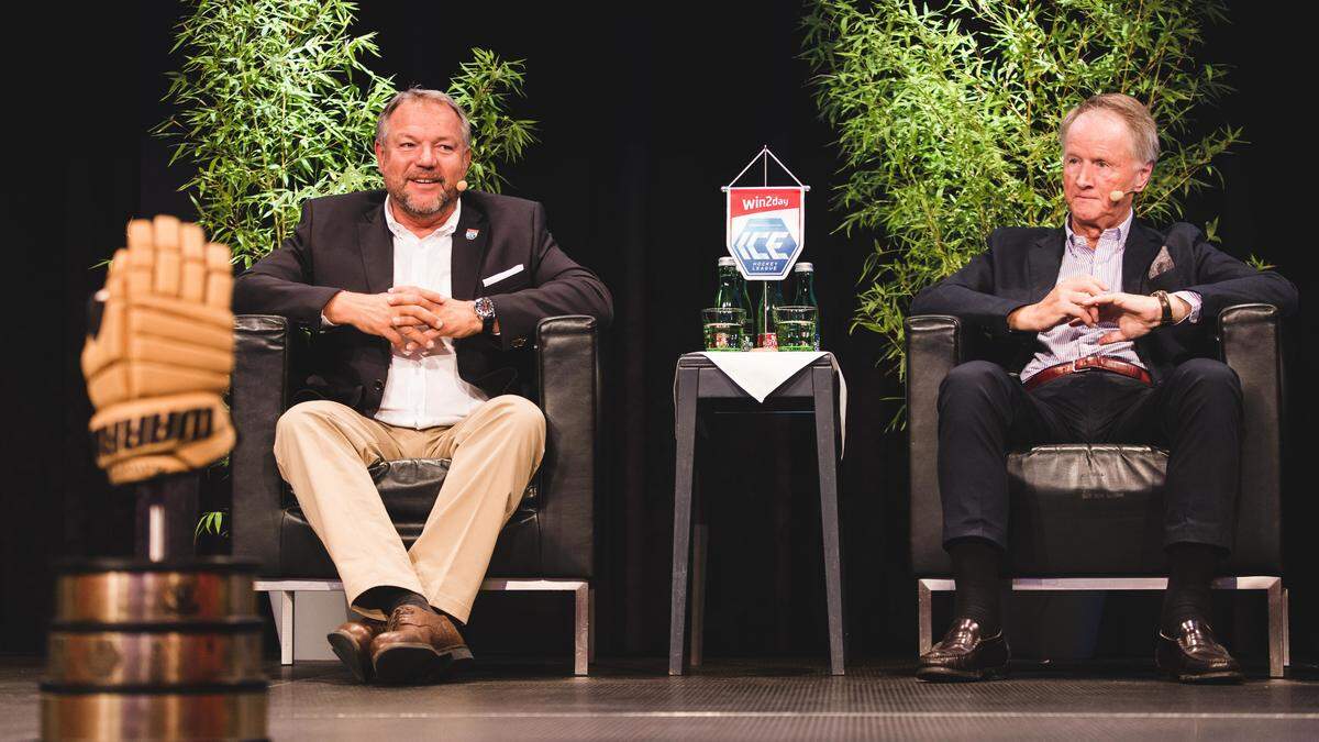 Manager Christian Feichtinger und ICE-Liga-Präsident Jochen Pildner-Steinburg