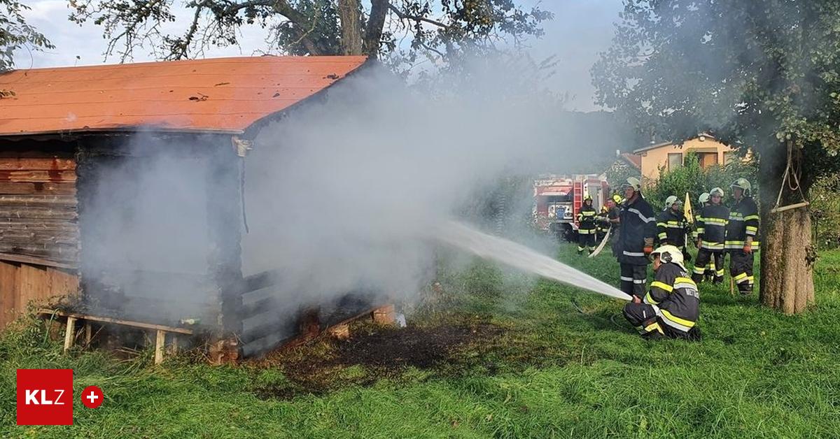 Mettersdorf am Saßbach Drei Feuerwehren löschten brennende Gartenhütte