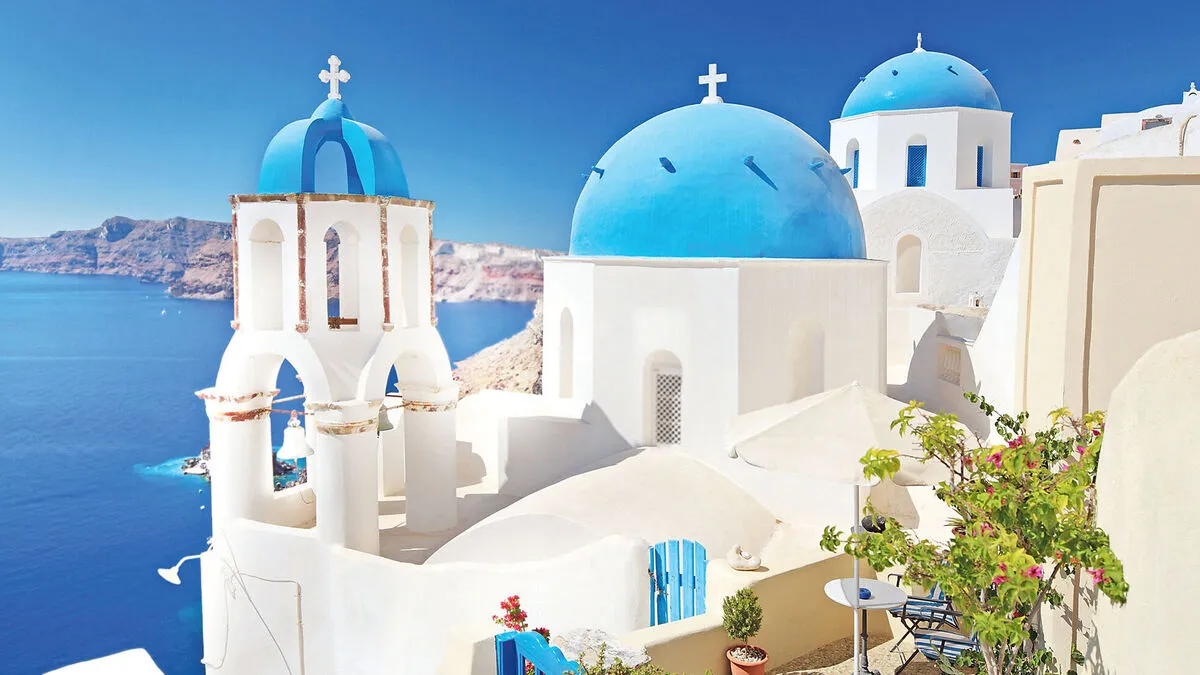 Blaue Kuppel in Santorin