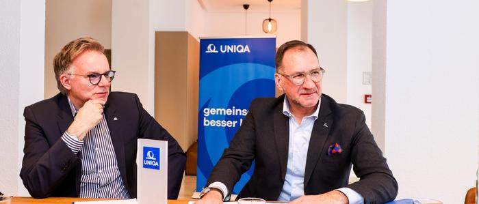 Uniqa-Vorstand Peter Humer und der steirische Landesdirektor Johannes Rumpl