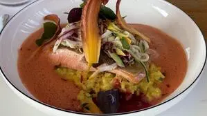 Vom Feinsten: Die gebratene Lachsforelle auf Safranrisotto