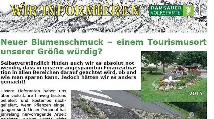 So sah der Postwurf der ÖVP Ramsau am Dachstein aus