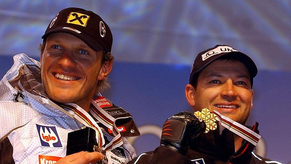 Hermann Maier und Stephan Eberharter konnten 2003 in St. Moritz Silber und Gold im Super-G gewinnen