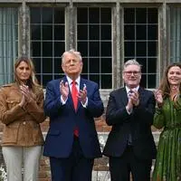 v.li.: US First Lady Melania Trump, US-Präsident Donald Trump, GB Premier Keir Starmer und Victoria Starmer 
