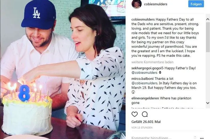 Cobie Smulders feiert ihren Ehemann und Kindsvater Taran. Die Torte musste er sich allerdings selbst backen.