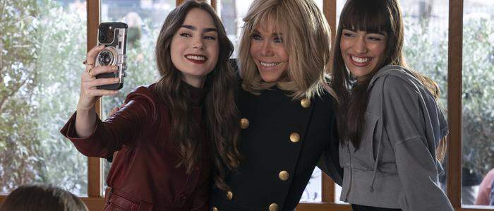 Lily Collins, Brigitte Macron und Thalia Besson in der vierten Staffel von „Emily in Paris“