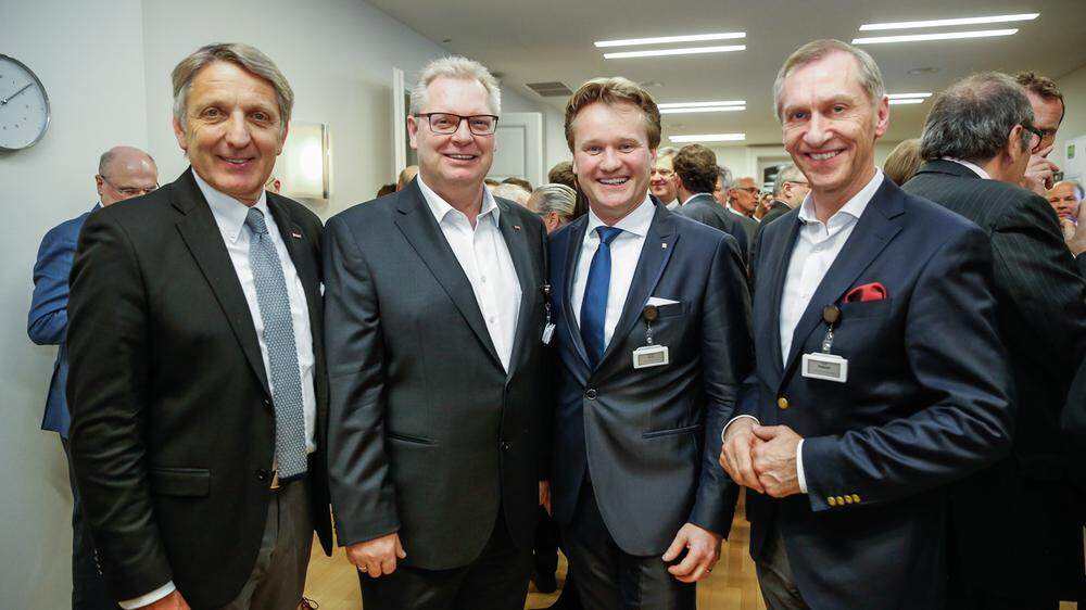 Die Präsidenten Josef Herk (WK), Horst Schachner (ÖGB), Georg Knill (IV) und Josef Pesserl (AK) - aus dem Foto-Archiv
