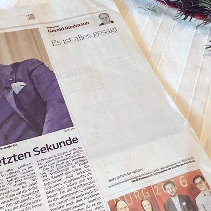 Leitartikel in den Vorarlberger Nachrichten