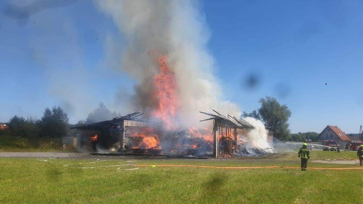 Die Lagerhalle in Stainz brannte bis auf die Grundmauern nieder