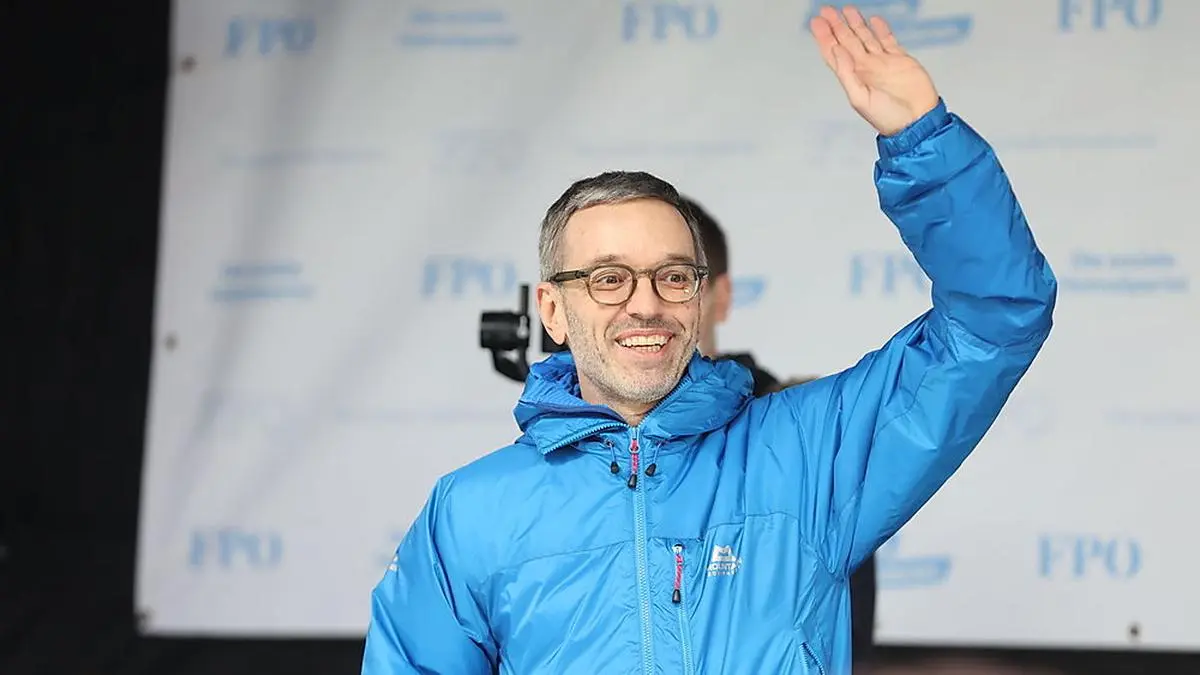 FPÖ-Chef Herbert Kickl auf der Demo am Samstag