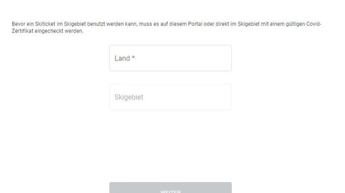 Erster Schritt: Entweder "safe2ski" googlen oder diese Adresse eingeben (https://safe2ski.services.skidata.com/portal/location) oder auf diesen Link drücken.  Dann Land und Skigebiet eingeben (wenn Ihr Skigebiet hier nicht aufscheint, gibt es hier eine manuelle Kontrolle)