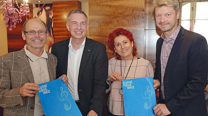 Oswin Donnerer, Johann König, Angela Kahr und Josef Bratl bei der Präsentation