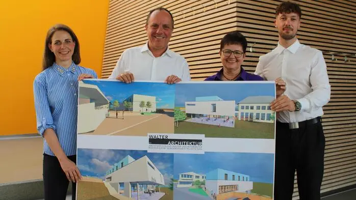 Vizebürgermeisterin Katharina Schellnegger, Bürgermeister Christoph Stark, Stadträtin Philippine Hierzer und Bald-Gemeinderat Jakob Schaller