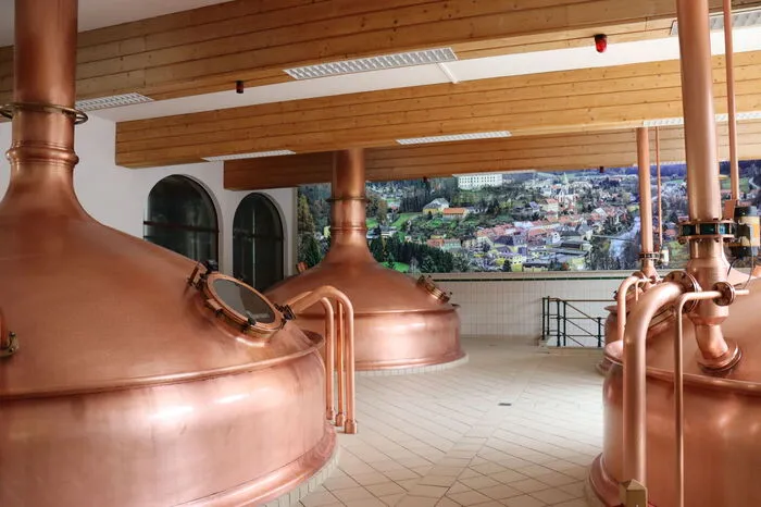 Hier entsteht "Rein das Beste". In den Kupfertanks werden die unterschiedlichen Produkte von Murauer Bier gebraut.