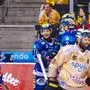 VIENNA,AUSTRIA,12.FEB.25 - ICE HOCKEY - ICE Hockey League, EC Vienna Capitals vs Villacher SV. Image shows the rejoicing of Chase Pearson, Dylan MacPherson and Kevin Hancock (VSV).
Photo: GEPA pictures/ Kevin Hackner