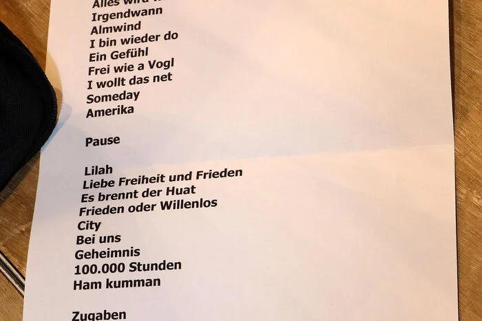 Hier das Konzert-Programm des Abends.