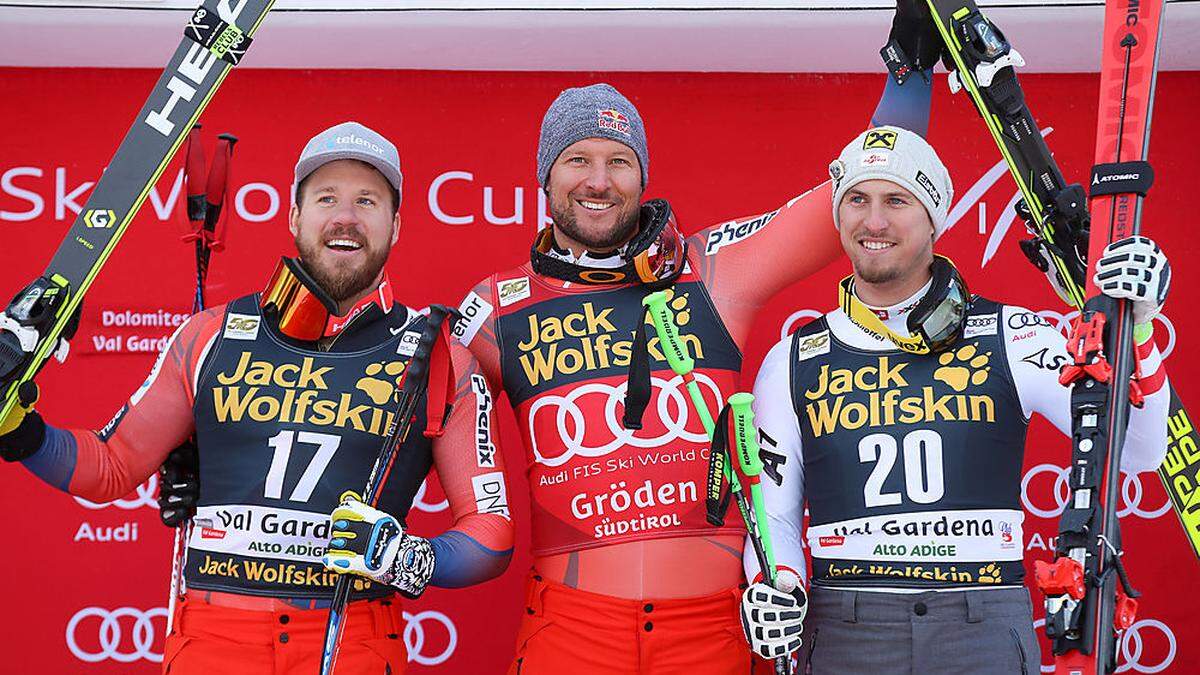 Svindal siegte vor Jansrud (l.) und Max Franz