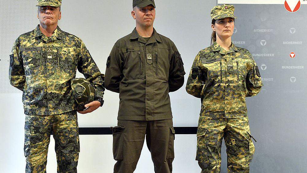 So (im Bild links und rechts) werden die neuen Tarn-Uniformen des Bundesheers aussehen