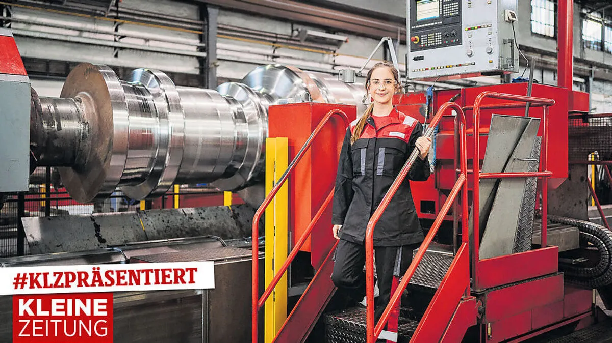 Nadja Hemmer bearbeitet Teile für die Instandhaltung großer  Anlagen bei voestalpine Stahl Donawitz