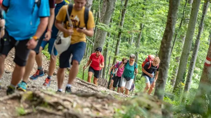 Mehrere hundert begeisterte Wanderer fanden sich am Sonntag, 21. Juli 2019, bei perfektem Wetter zum Intersport-Wandertag in St. Radegund bei Graz ein. Gemeinsam mit Ex- Skirennläuferin und Doppel-Olympiasiegerin Michaela Dorfmeister wanderte man eine 4,3 Kilometerrunde und bewältigte dabei 618 Höhenmeter.