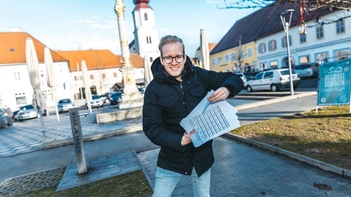 Julian Friedl auf persönlicher Stimmenjagd am Fehringer Hauptplatz