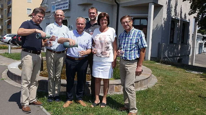 Von links: der Landtagsabgeordnete Franz Fartek, Franz Glanz, Josef Ober, Franz Friedl, Christine Siegel und Alfred Schögler