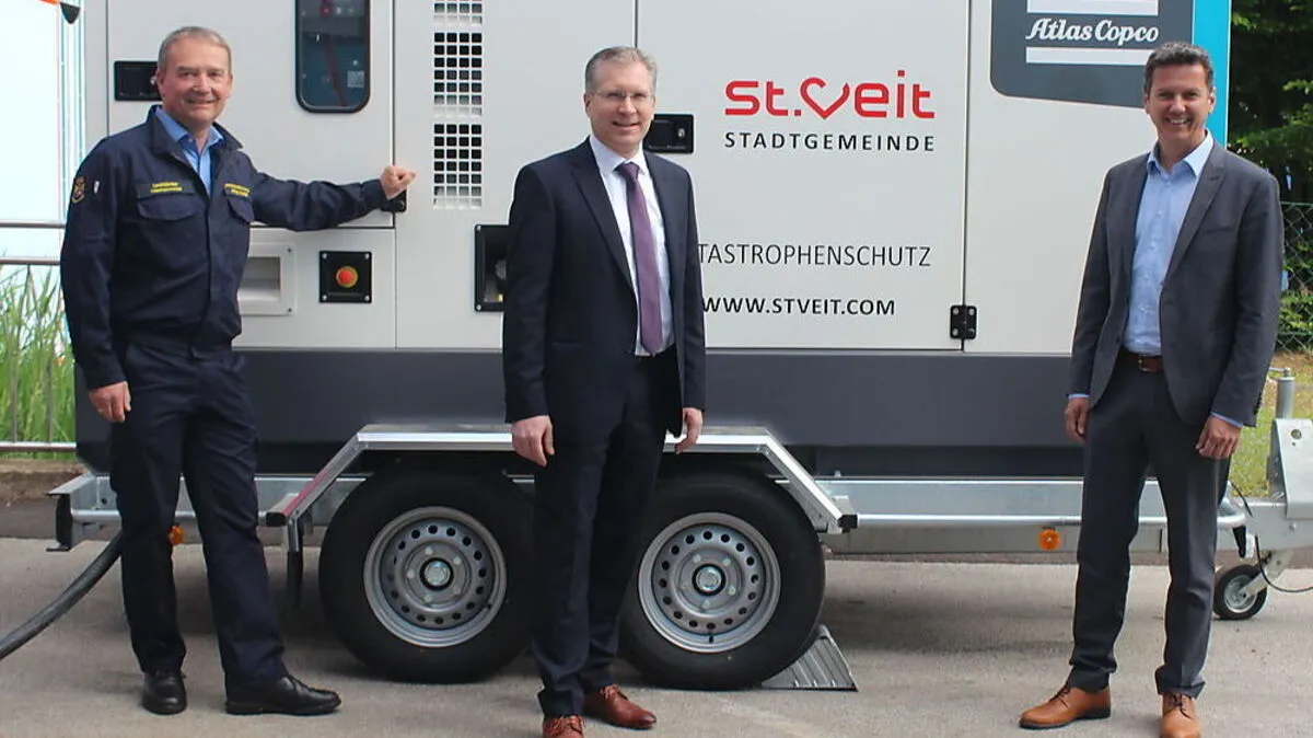 Von links: St. Veits Zivilschutzreferent Horst Maier, Bürgermeister Martin Kulmer und Landesrat Daniel Fellner