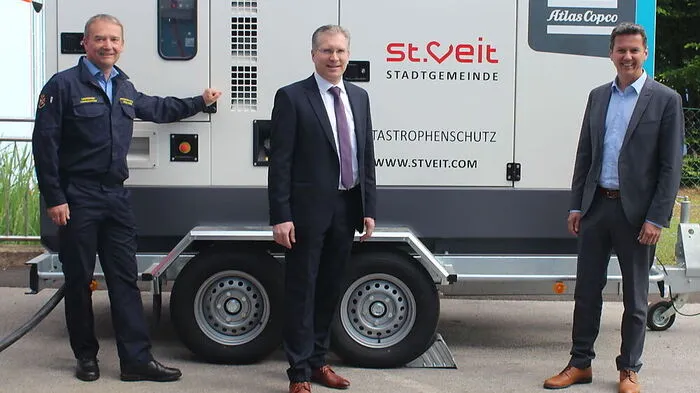 Von links: St. Veits Zivilschutzreferent Horst Maier, Bürgermeister Martin Kulmer und Landesrat Daniel Fellner