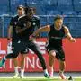 Jacob Hödl, Seedy Jatta und Gizo Mamageishvili beim Training