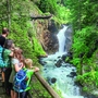 In der Groppensteinschlucht wandert man entlang von Stromschnellen und Wasserfällen mit bis zu 30 Metern Fallhöhe