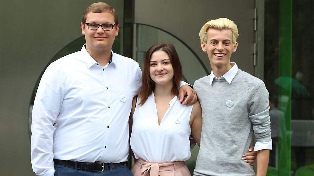 Die neue Landesschülervertretung: Martin Kohlmayr, Sarah Mari Krenn und Christoph Pail.