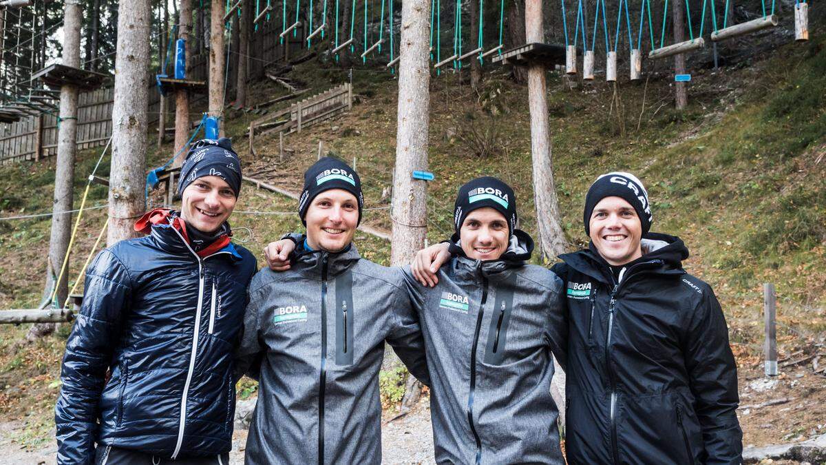 Die Bora-hansgrohe-Österreicher (v.l.n.r.): Felix Großschartner, Lukas Pöstlberger, Patrick Konrad und Grebor Mühlberger 