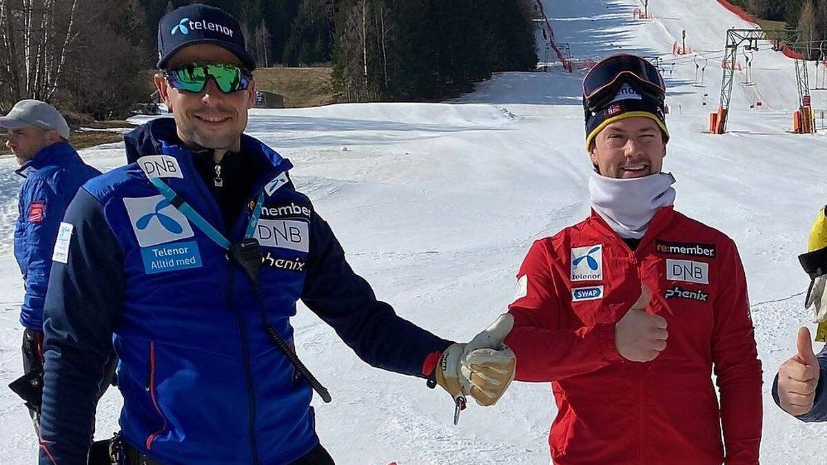 Michael Rottensteiner und Weltmeister Sebastian Foss-Solevaag beim Training in Obdach 