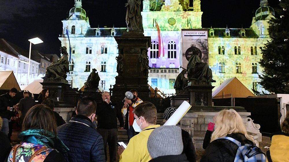 Diesmal fand die Corona-Demo in Graz kaum Zuspruch