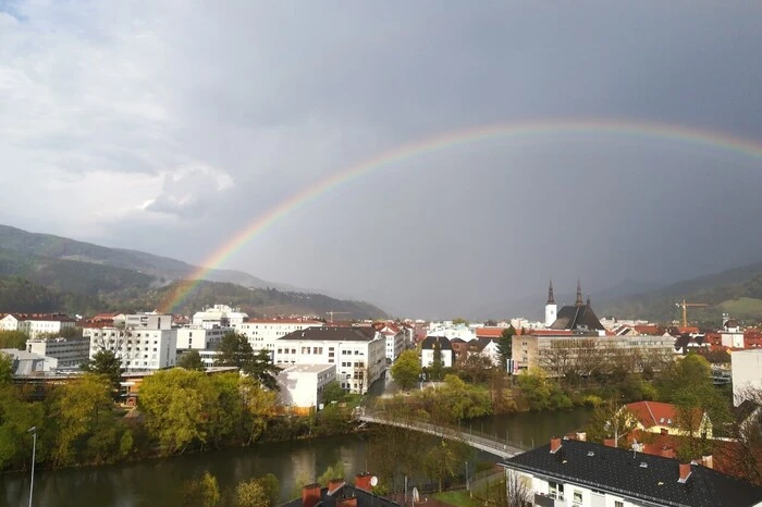 Ein Regenbogen über Leoben ist immer ein schönes Fotomotiv.