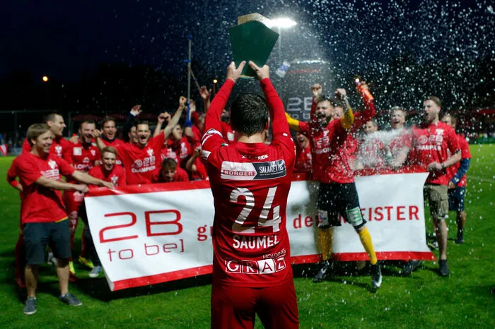 Auch in der Landesliga setzte der GAK seinen Erfolgslauf fort. Mit letztlich sechs Punkten Vorsprung auf St. Anna kehrte der GAK in die Regionalliga zurück - dorthin, wo man 2012 Meister geworden, in weiterer Folge aber in der Aufstiegsrelegation an Hartberg gescheitert war, was schlussendlich in den Neuanfang mündete. Letzte Runde, 8. Juni 2018 GAK - Bad Radkersburg 4:2 (3:2) Tore: Rother (18.), Hackinger (27., 64.), Fischer (31.) bzw. Antolek (26.), Zilavec (29.) Aufstellung GAK: Haider (47. Hösele); Vardic, Graf, Messner; Perchtold, Hackinger, Derrant (69. Dabic), Kiric, Säumel; Fischer (46. Gruber), Rother Trainer: David Preiß