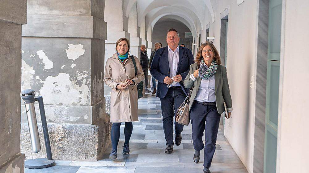 Am Weg zu einer linken Koalition: Judith Schwentner (Grüne), Michael Ehmann (SPÖ), Elke Kahr  