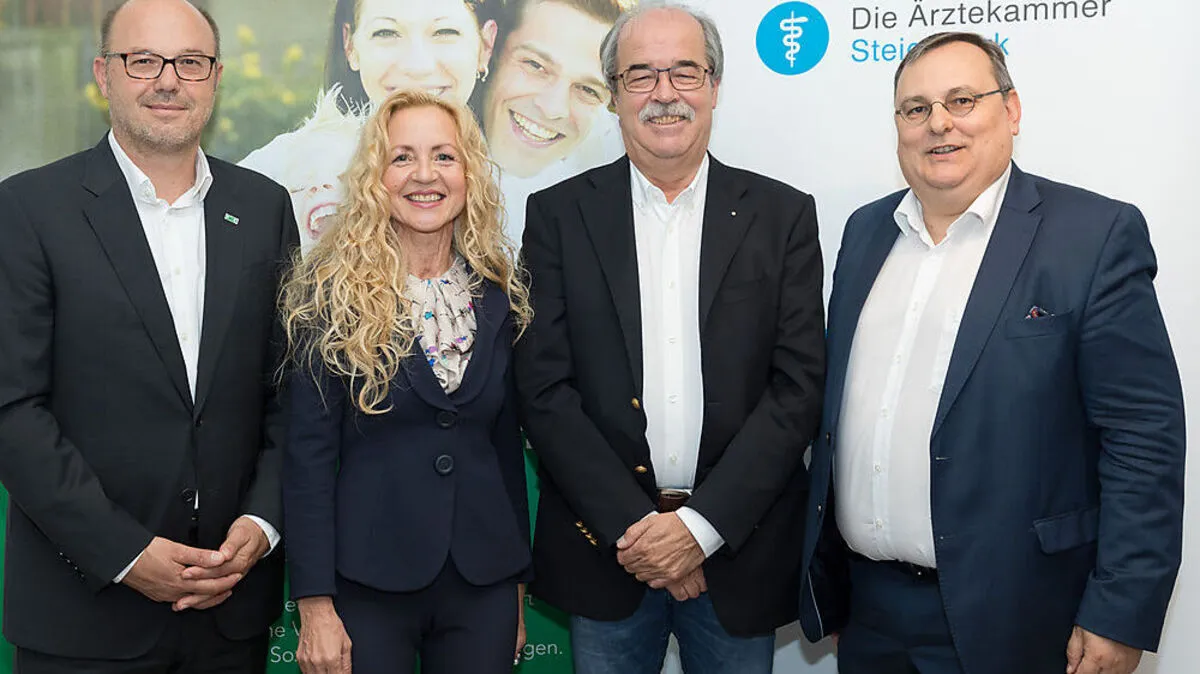 Plötzliche Eintracht: Harb, Hirschenberger (GKK), Meindl, Bayer (Ärztekammer)