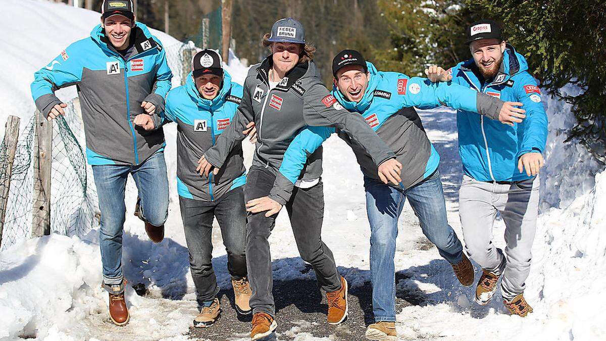 Der Wettlauf zur WM: Michael Matt, Christian Hirschbühl, Manuel Feller, Marc Digruber und Marco Schwarz (von links) rittern heute um drei WM-Plätze