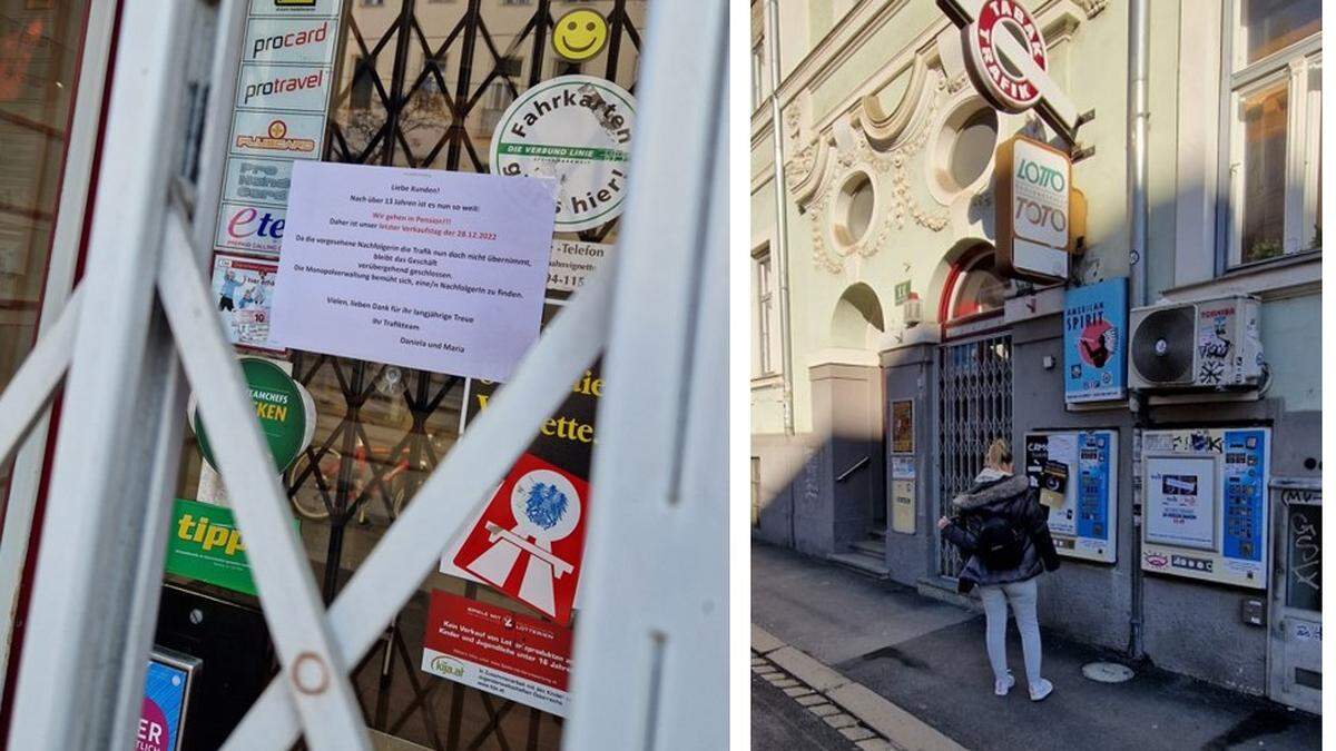 Sperrgitter in der Conrad-von-Hötzendorf-Straße: Wieder wurde eine Trafik geschlossen