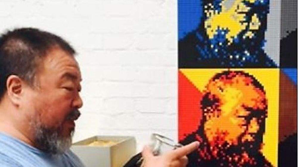 Ai Weiwei mit Legoporträts, gefunden auf seinem Instagram-Account 