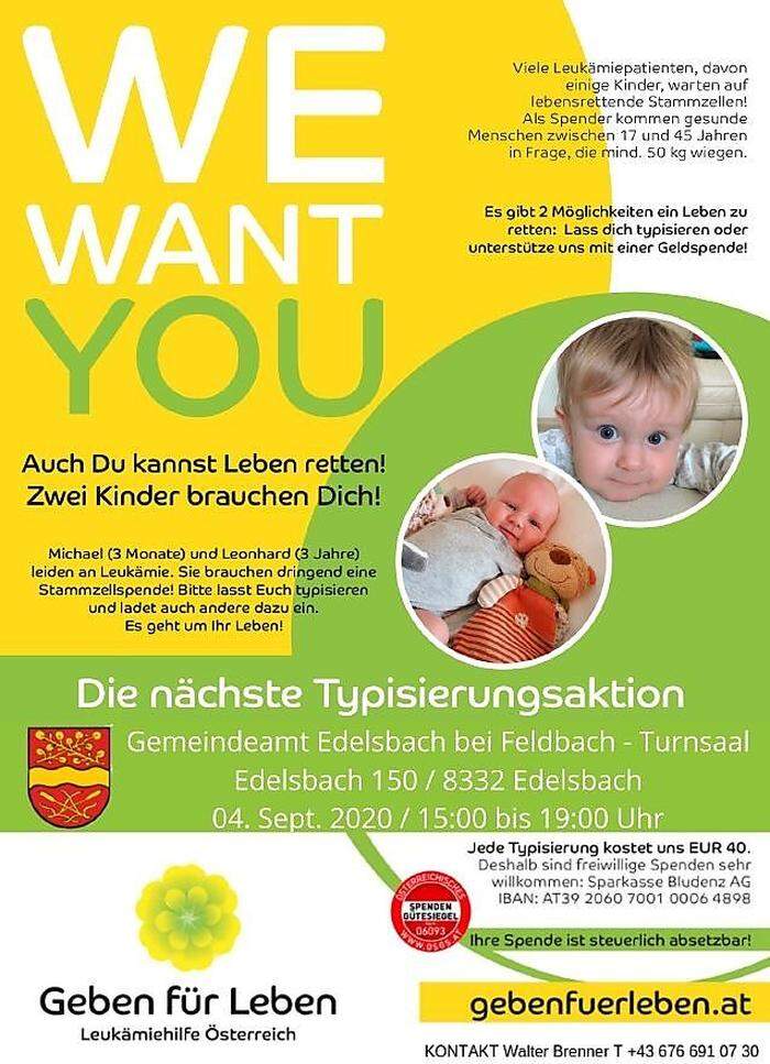 Infos zur Typisierungsaktion in Edelsbach