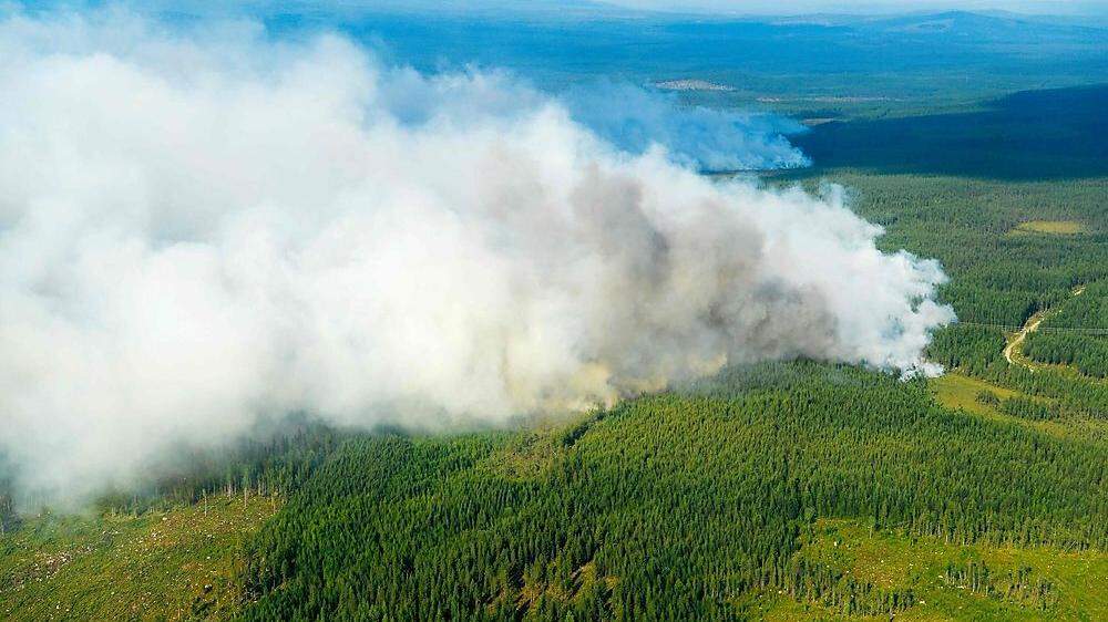 Nähe Ljusdal brennt bereits eine riesige Fläche